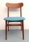 Danish Petrol Fabric & Teak Dining Chairs, 1960s, Set of 4 6