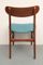 Danish Petrol Fabric & Teak Dining Chairs, 1960s, Set of 4 4