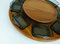 Piatto girevole Lazy Susan in teak con ciotoline in vetro pressato di Digsmed, Danimarca, anni '70, Immagine 7