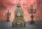 Große italienische Uhr aus Messing & 2 Kerzenständer von Franz Hermle, 1960er 2