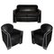 Art Deco Leather Living Room Set by Pierre Chareau, 1930s, Set of 3 1