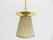 Brass & Fabric Double-Light Pendant by Paavo Tynell for Taito Oy, 1950s, Image 1