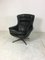 Danish Black Leather Swivel Lounge Chair, 1960s, Image 1