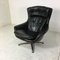 Danish Black Leather Swivel Lounge Chair, 1960s 6