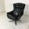 Danish Black Leather Swivel Lounge Chair, 1960s, Image 6