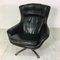 Danish Black Leather Swivel Lounge Chair, 1960s 3