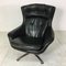 Danish Black Leather Swivel Lounge Chair, 1960s, Image 3