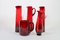 Swedish Red Glass Jugs by Monica Bratt for Reijmyre Glasbruk, 1950s, Set of 5 1