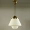 Art Deco German Brass & Frosted Glass Pendant Lamp from Dr. Twerdy, 1920s, Image 1