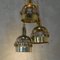 Finnish Brass & Crystal Triple-Light Ceiling Lamp, 1960s 3