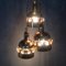Finnish Brass & Crystal Triple-Light Ceiling Lamp, 1960s 4