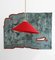 Red Fabric & Brass Shell Pendant Lamp by Daniel Nikolovski & Danu Chirinciuc for KABINET 6