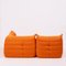 Togo Orange Modular Sofa by Michel Ducaroy for Ligne Roset, 1970s, Set of 2 5