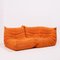 Togo Orange Modular Sofa by Michel Ducaroy for Ligne Roset, 1970s, Set of 2 1