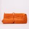 Togo Orange Modular Sofa by Michel Ducaroy for Ligne Roset, 1970s, Set of 2 2