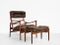 Leather and Teak Lounge Chair & Ottoman Set by Ib Kofod Larsen for OPE, 1960s 9