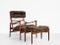 Leather and Teak Lounge Chair & Ottoman Set by Ib Kofod Larsen for OPE, 1960s, Image 9