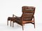 Leather and Teak Lounge Chair & Ottoman Set by Ib Kofod Larsen for OPE, 1960s 2