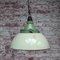 Industrial Cast Aluminum and Light Green Enamel Ceiling Lamp, 1950s 4