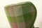 Poltrona alata a quadri verde e viola, anni '50, Immagine 7