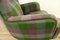 Poltrona alata a quadri verde e viola, anni '50, Immagine 8