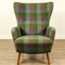 Green & Purple Checked Wingback Armchair, 1950s, Image 1