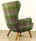 Green & Purple Checked Wingback Armchair, 1950s 6