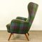 Green & Purple Checked Wingback Armchair, 1950s 4