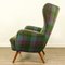 Green & Purple Checked Wingback Armchair, 1950s, Image 4