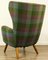 Green & Purple Checked Wingback Armchair, 1950s 5