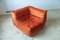 Amber Orange Velvet Togo Living Room by Michel Ducaroy for Ligne Roset, Set of 5 17