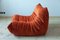 Amber Orange Velvet Togo Living Room by Michel Ducaroy for Ligne Roset, Set of 5, Image 24