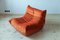 Amber Orange Velvet Togo Living Room by Michel Ducaroy for Ligne Roset, Set of 5 23