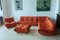 Amber Orange Velvet Togo Living Room by Michel Ducaroy for Ligne Roset, Set of 5 1