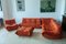 Amber Orange Velvet Togo Living Room by Michel Ducaroy for Ligne Roset, Set of 5, Image 1