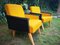 Modernist Yellow & Black Wood and Eco-Leather Armchairs, 1960s, Set of 2 3