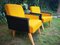 Modernist Yellow & Black Wood and Eco-Leather Armchairs, 1960s, Set of 2, Image 3