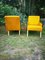 Modernist Yellow & Black Wood and Eco-Leather Armchairs, 1960s, Set of 2 2