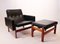 Danish Leather & Teak Lounge Chair & Footstool by Jørgen Bækmark for FDB, 1960s, Set of 2 1