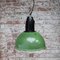 Green Enamel Industrial Ceiling Lamp with Bakelite Top, 1950s 4