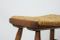 Mid-Century Beech Rustic Stool with Seagrass Seat, 1950s 4