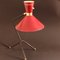 Dreibeinige rote französische Diabolo Tischlampe, 1950er 3