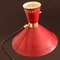 Lámpara de mesa Diabolo francesa en rojo con trípode, años 50, Imagen 12