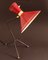 Dreibeinige rote französische Diabolo Tischlampe, 1950er 1
