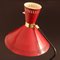 Lámpara de mesa Diabolo francesa en rojo con trípode, años 50, Imagen 10