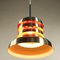 Mid-Century Danish Silver & Orange Aluminum Ceiling Lamp 5