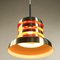 Mid-Century Danish Silver & Orange Aluminum Ceiling Lamp, Image 5