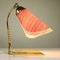 Mid-Century German Crow's Foot Brass Table Lamp with Fabric Shade, 1950s, Image 4