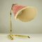 Mid-Century German Crow's Foot Brass Table Lamp with Fabric Shade, 1950s, Image 3