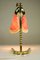 Mid-Century German Crow's Foot Brass Table Lamp with Fabric Shade, 1950s 6